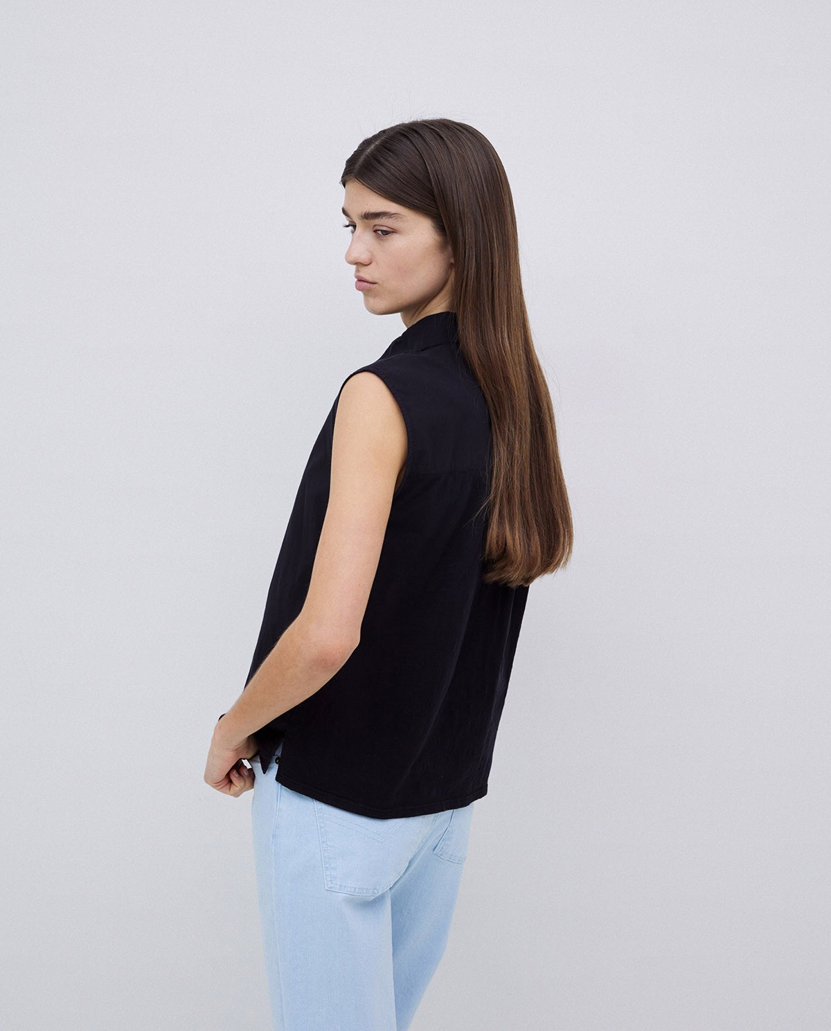 Chemise bi-matière voile noir 2