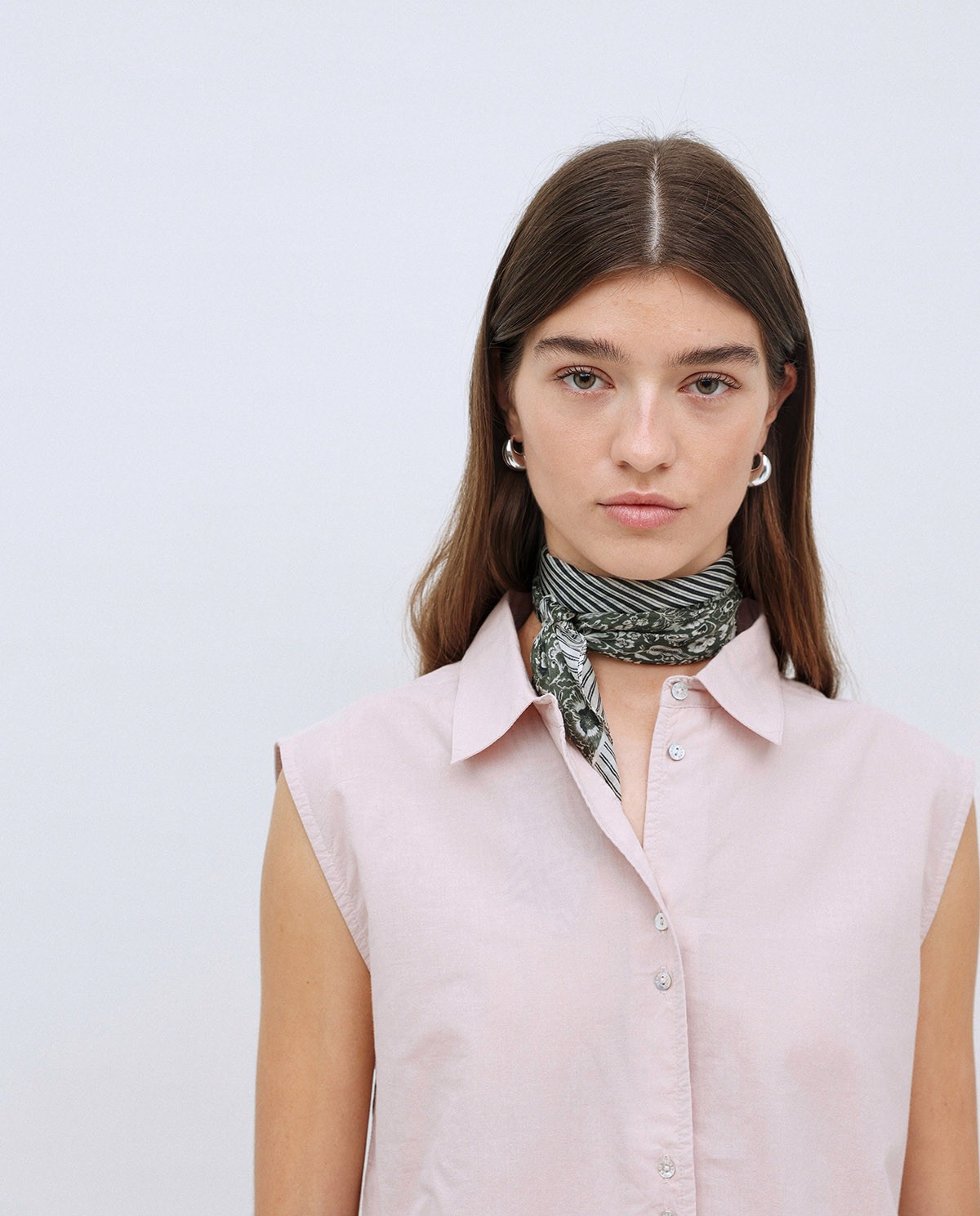 Camisa bimateria voile rosa pálido 1