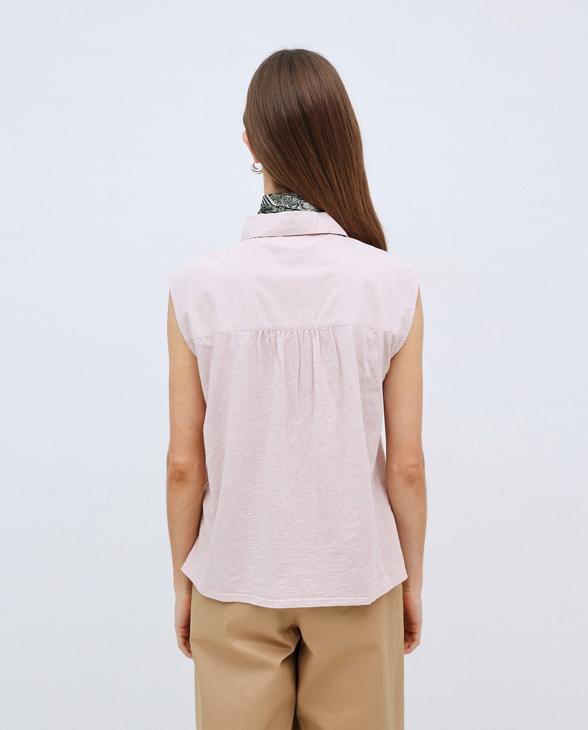 Camisa bimateria voile rosa pálido 3