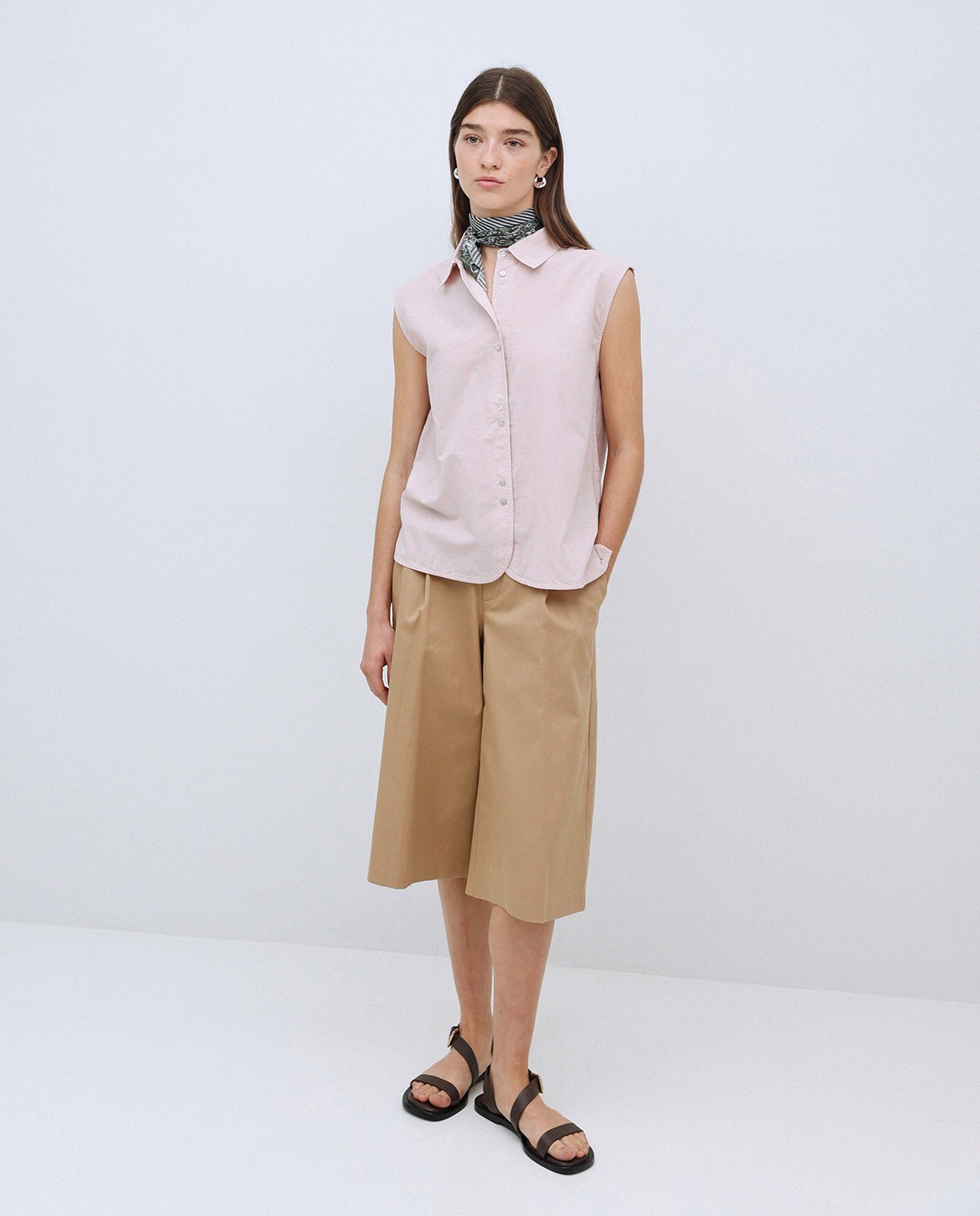Camisa bimateria voile rosa pálido 4