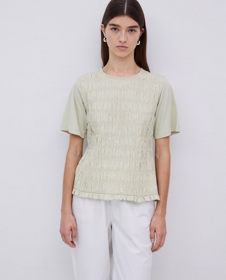 Aquamarine T-shirt with gathered detail