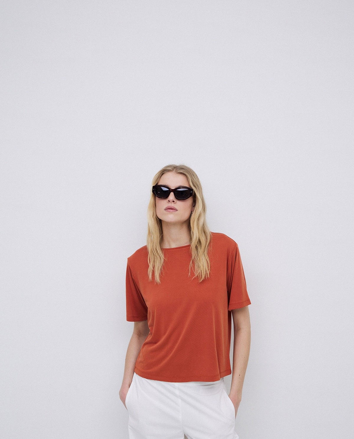 Camiseta holgada modal terracota