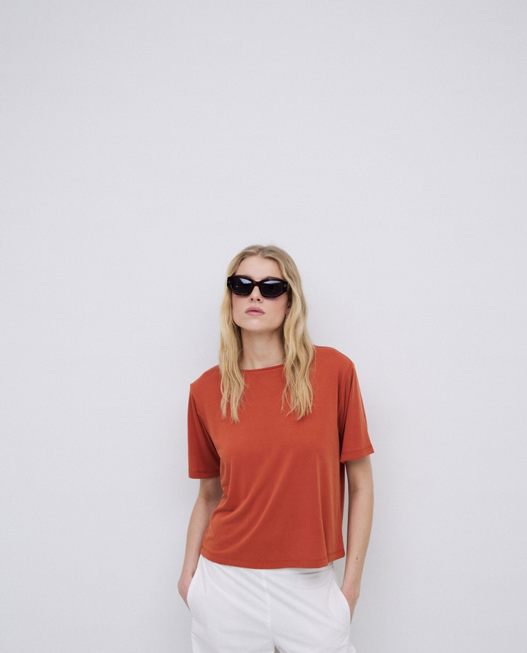 Terracotta relaxed-fit modal T-shirt