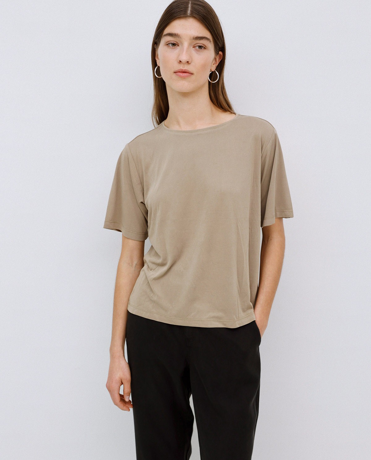 Camiseta holgada modal caqui