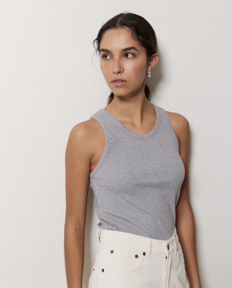 Light grey ribbed 100% organic-cotton top