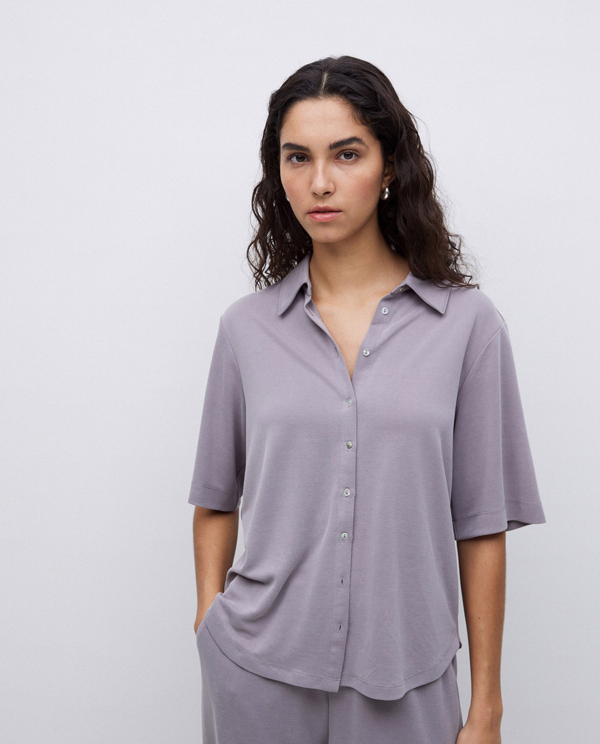 Camisa fluida màniga curta gris 2