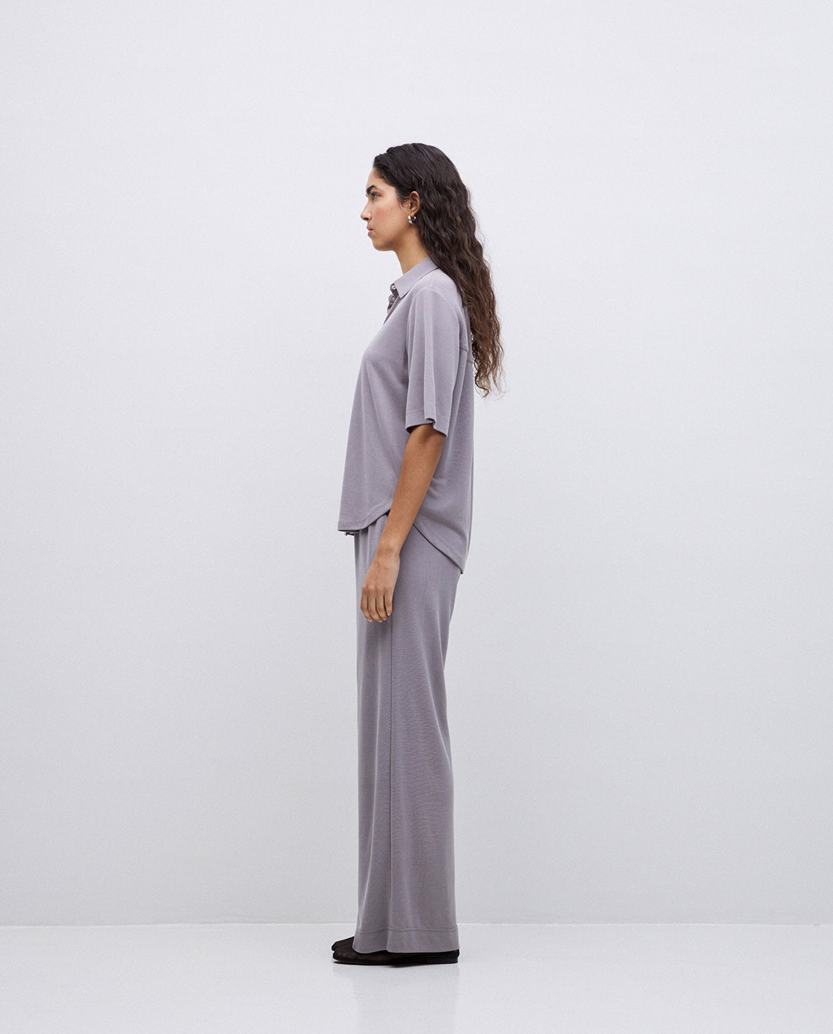 Pantalones punto fluidos gris 3