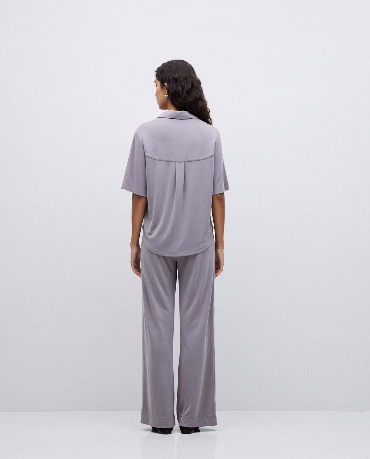Pantalones punto fluidos gris 5