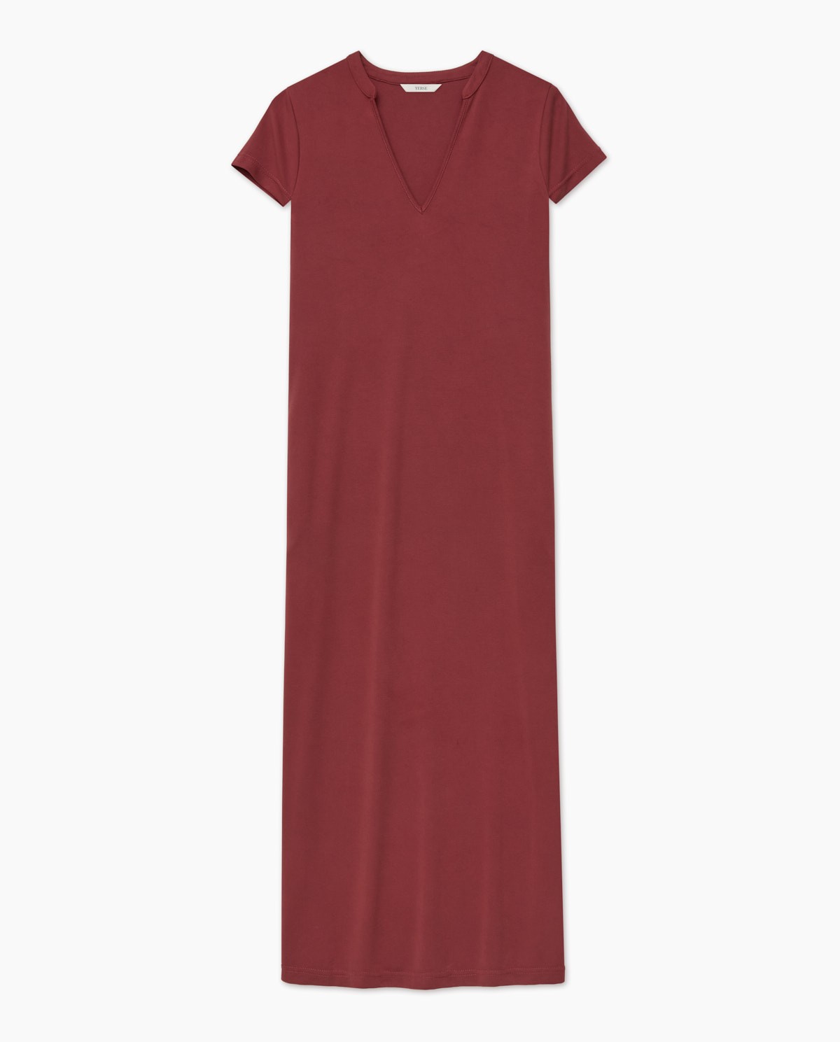 Burgundy cap-sleeve midi dress 7