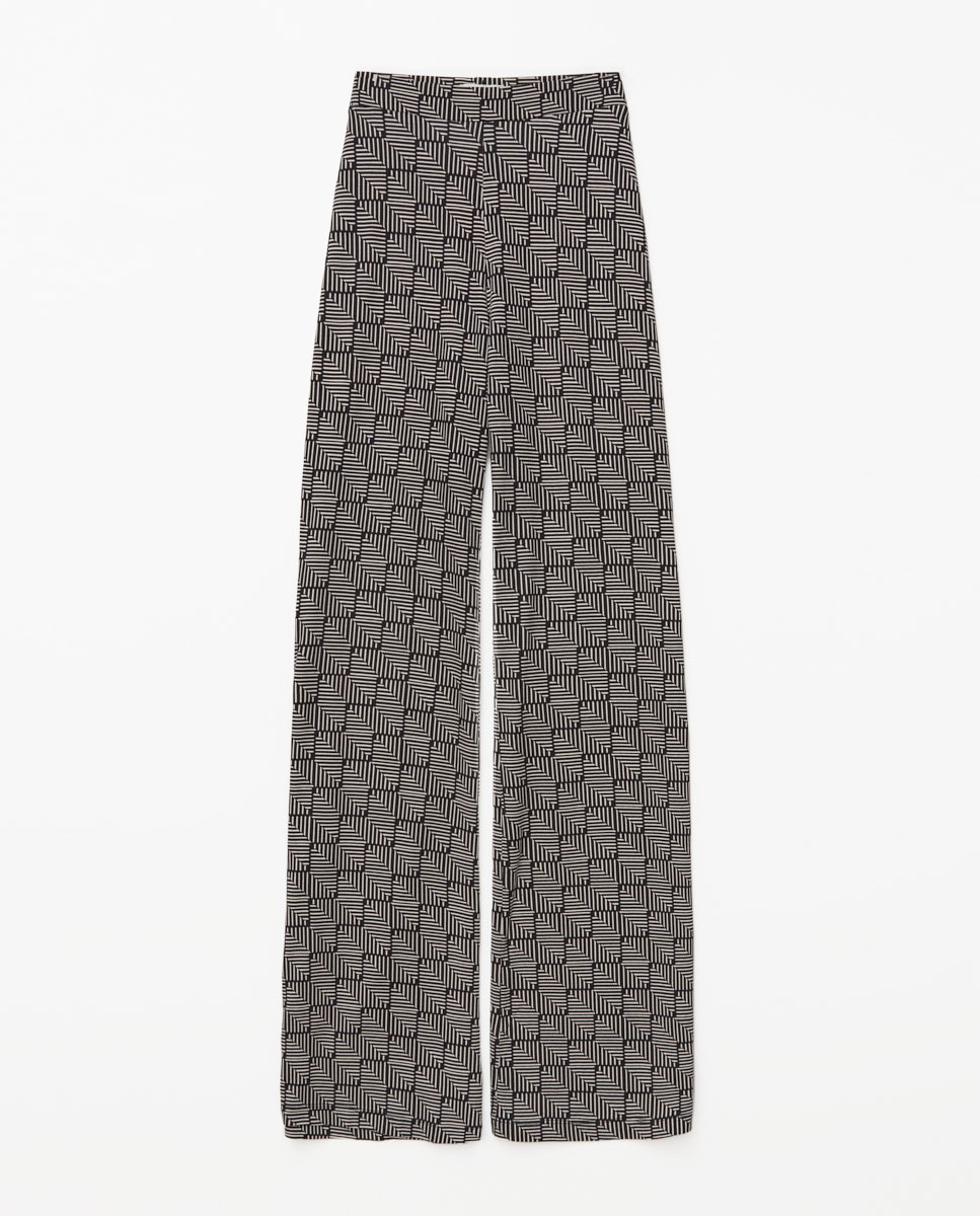 Black geometric flared trousers 6