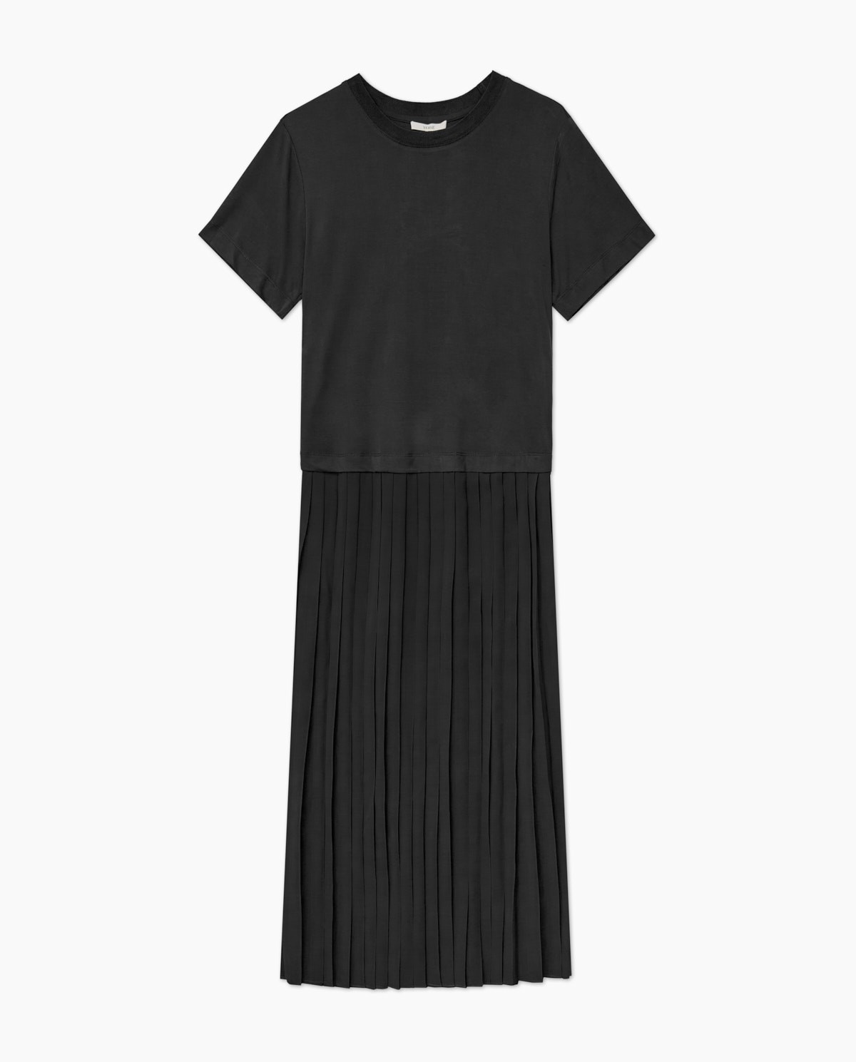 Vestido evasé falda plisada negro 7