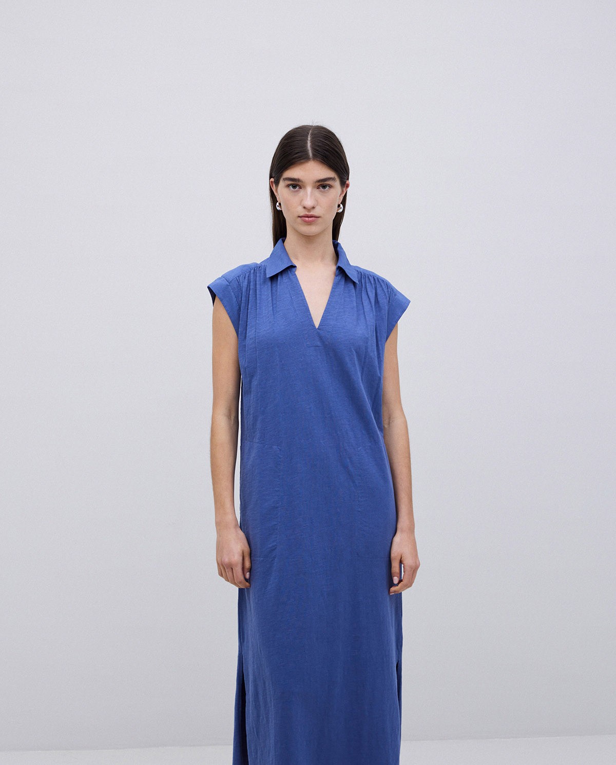 Robe chemise en coton bleu flammé 2