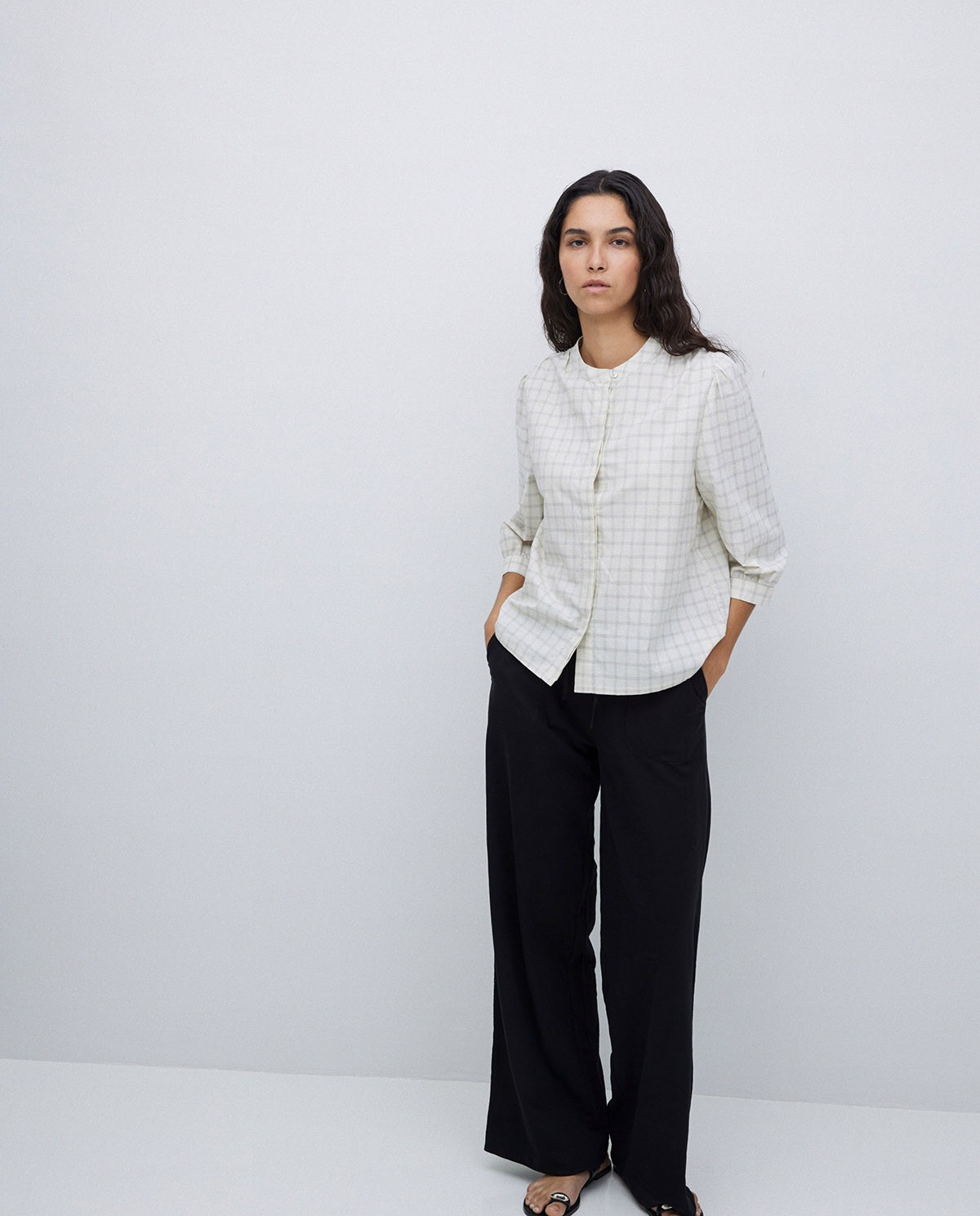 Pantalones algodón cintura elástica negro