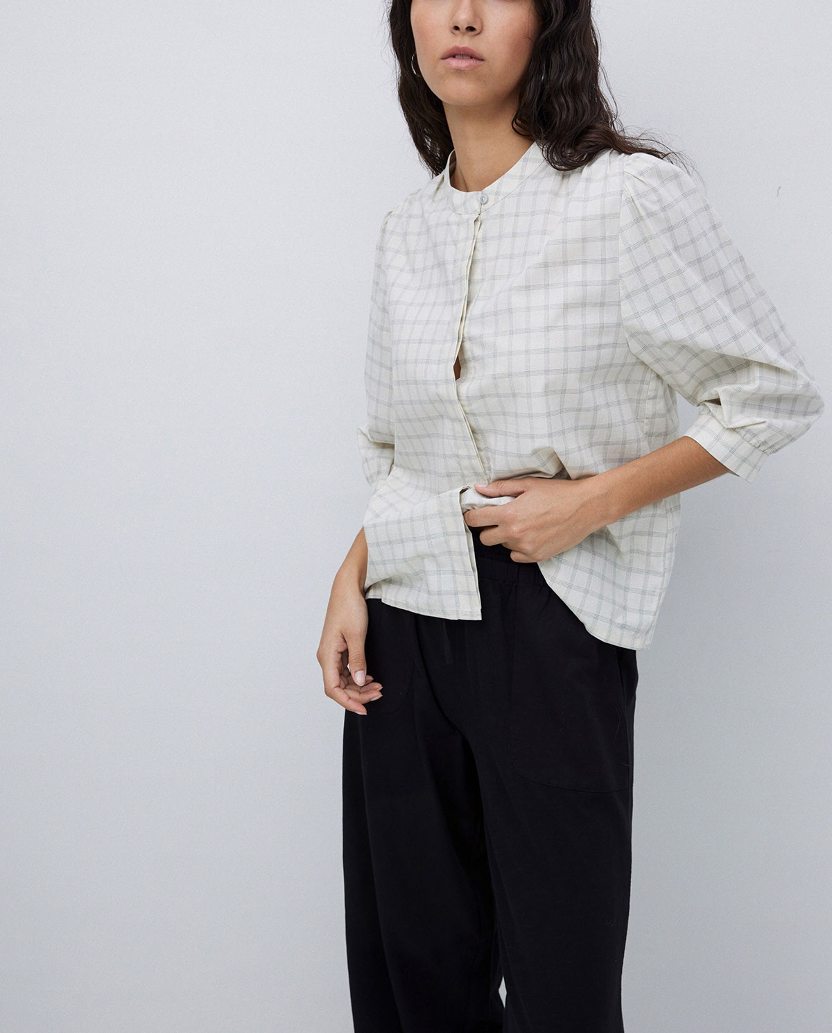 Pantalones algodón cintura elástica negro 2