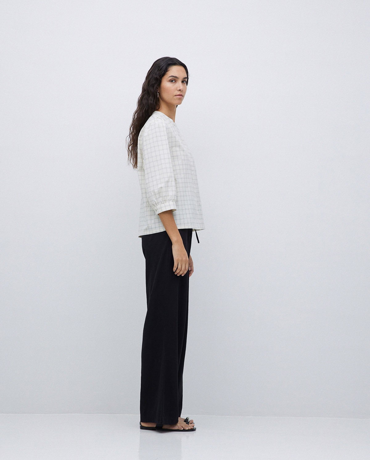 Pantalones algodón cintura elástica negro 3