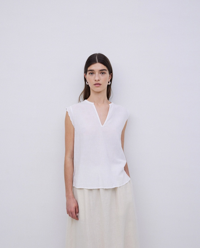 Camisa bimateria ondas blanco