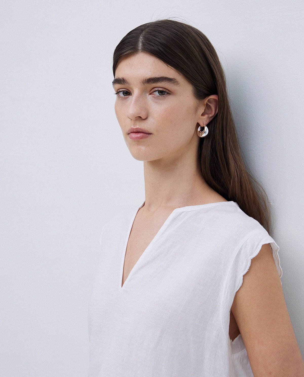 Blusa bimateria ondas blanco