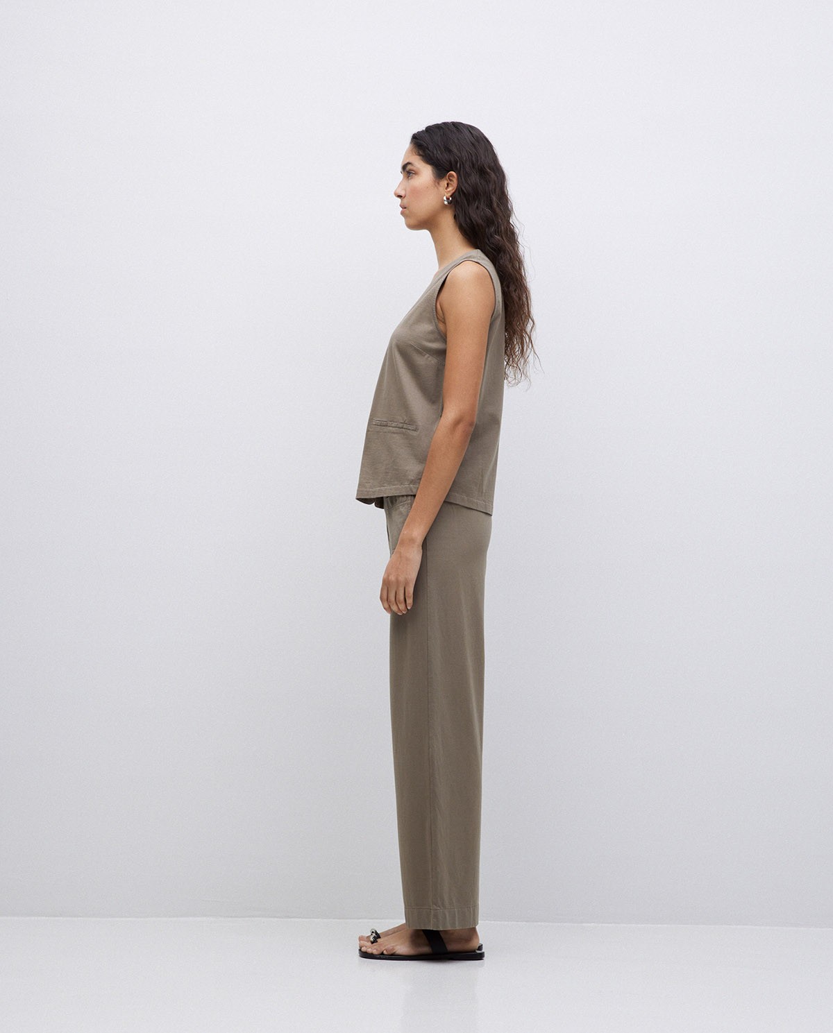 Gilet en coton maille kaki 5
