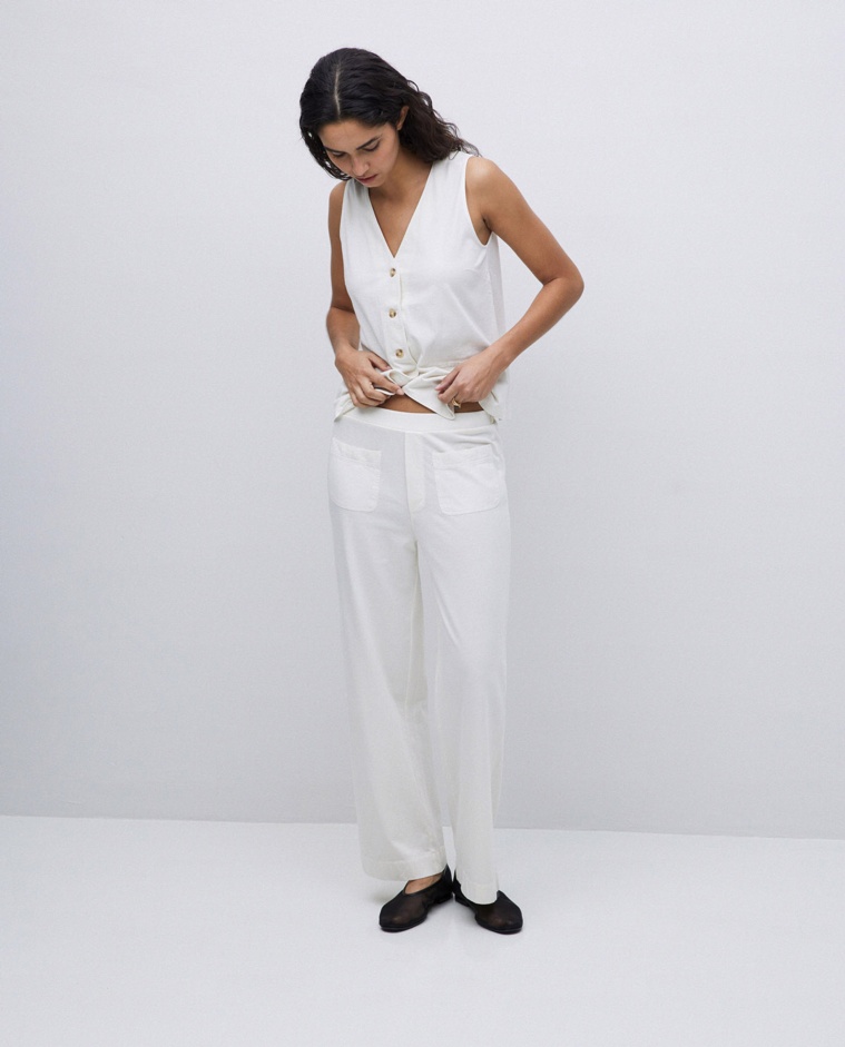 Pantalones de punto algodón crudo