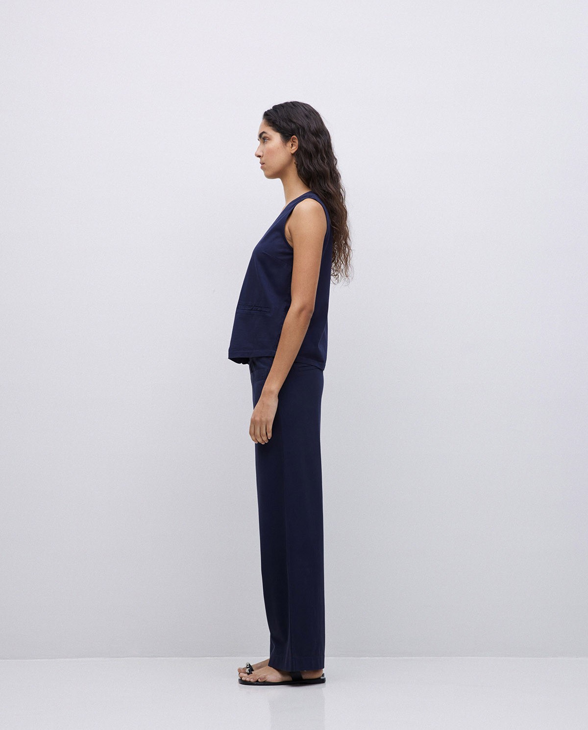 Pantalones de punto algodón azul oscuro 3