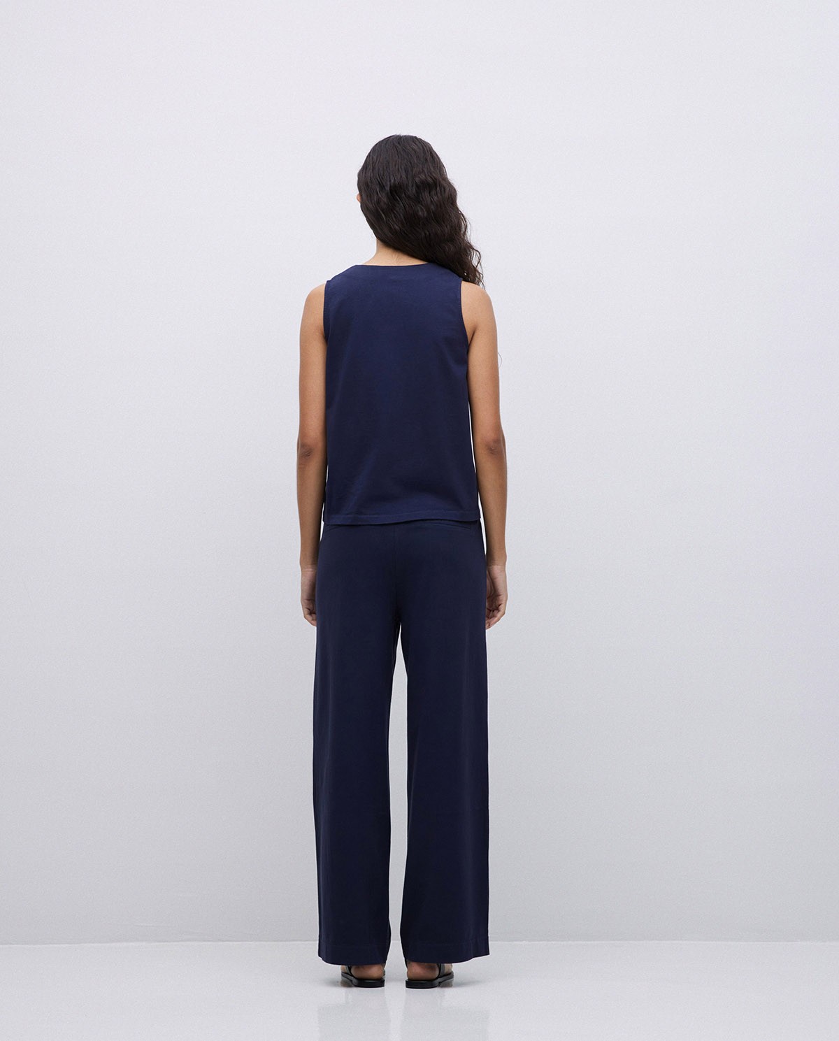 Pantalones de punto algodón azul oscuro 4