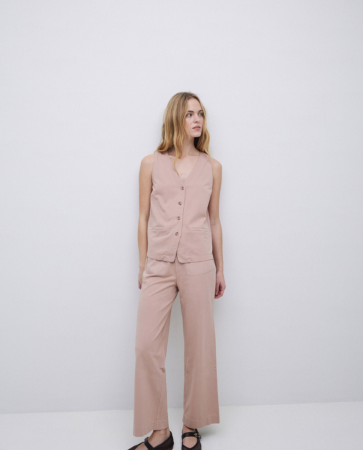 Pantalones de punto algodón rosa antiguo