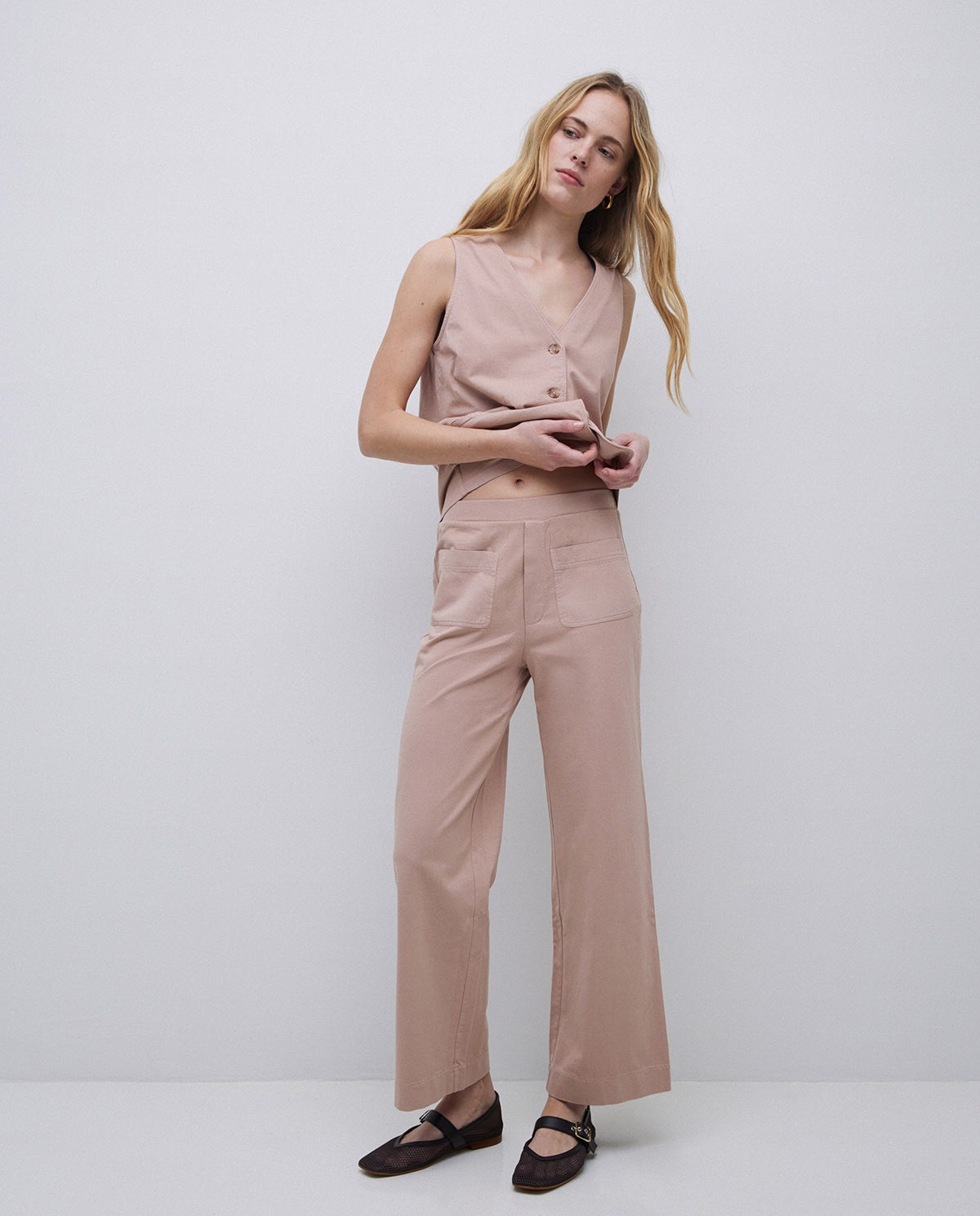 Pantalones de punto algodón rosa antiguo 1