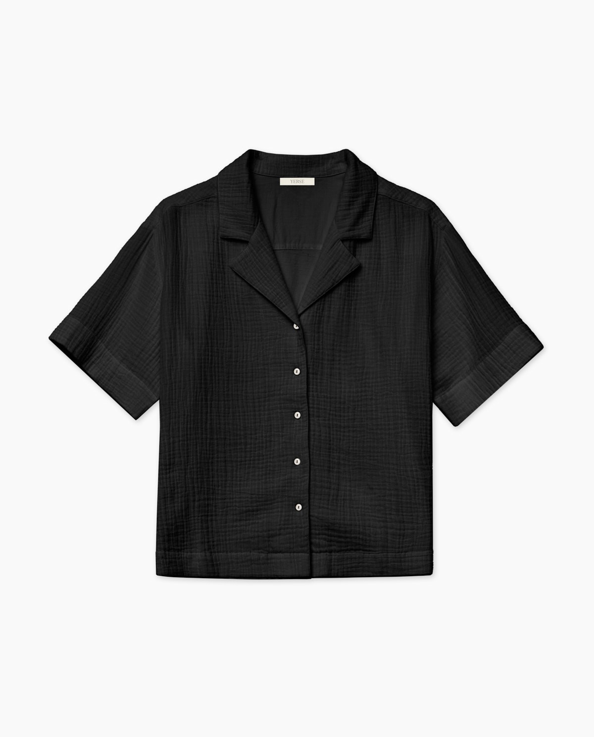 Chemise bi-matière avec col à revers noir 5