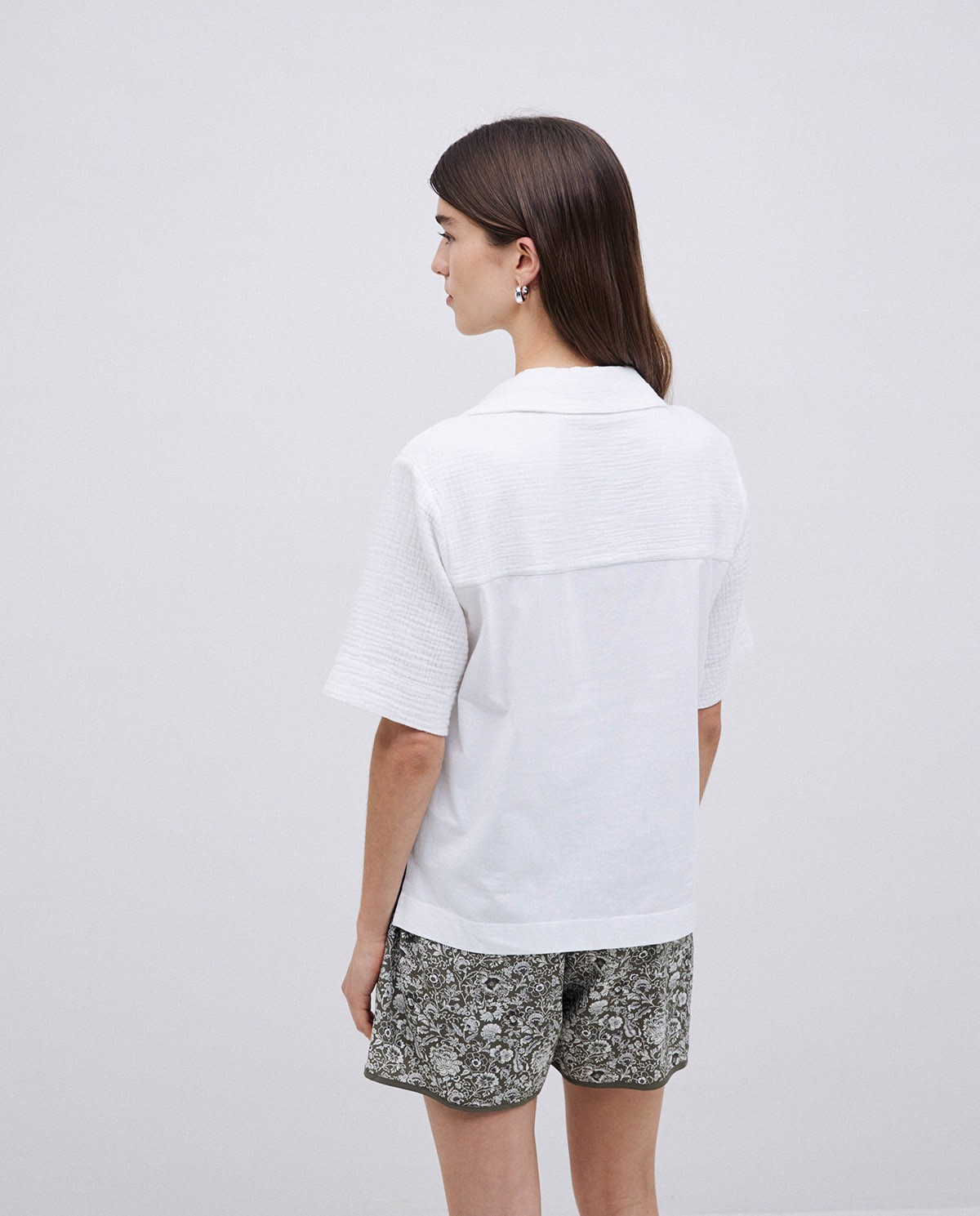 Chemise bi-matière avec col à revers blanc 3