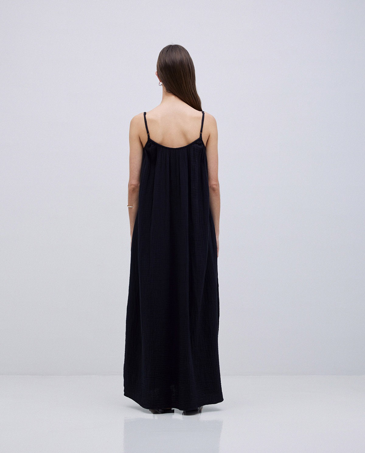 Vestido largo doble gasa negro 3