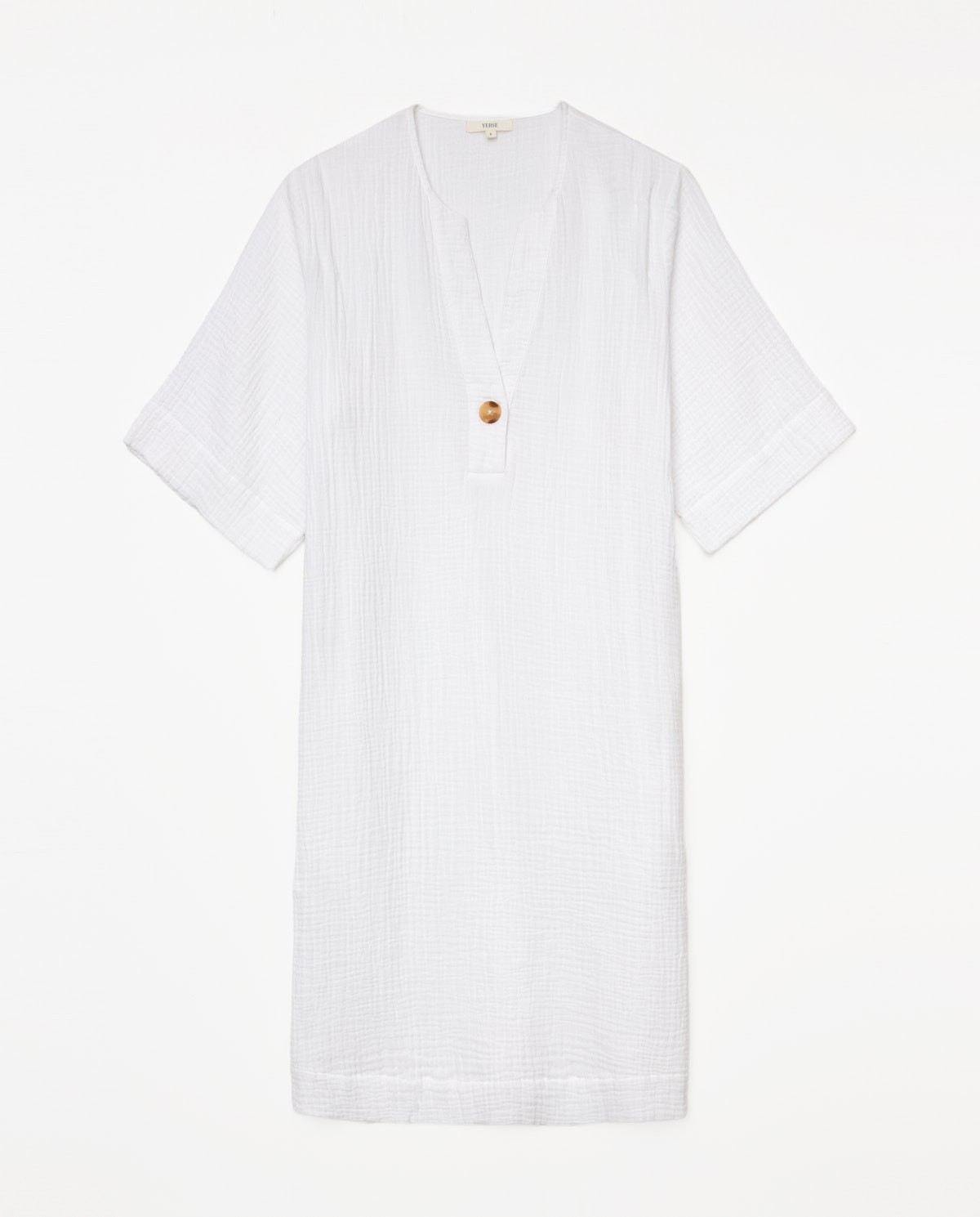 Vestido corto doble gasa blanco 6