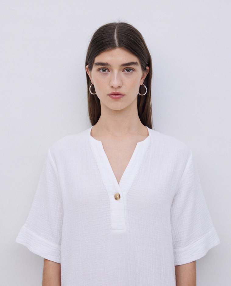 Vestido corto doble gasa blanco - Vestido corto
