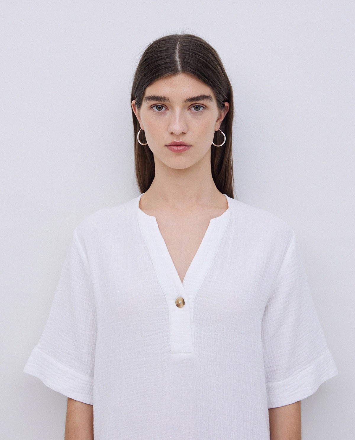 Vestido corto doble gasa blanco 1