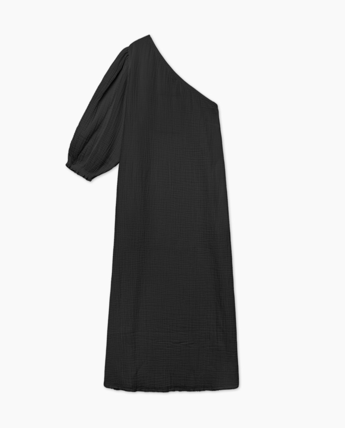 Vestido asimétrico doble gasa negro 5