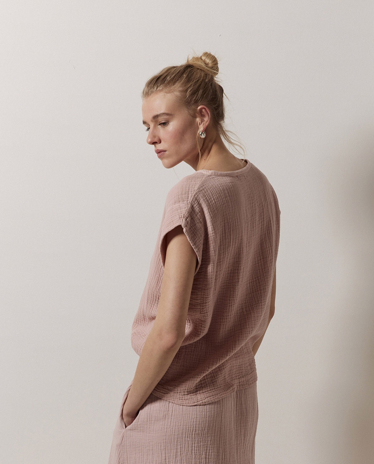 Blusa doble gasa algodón rosa pálido 3