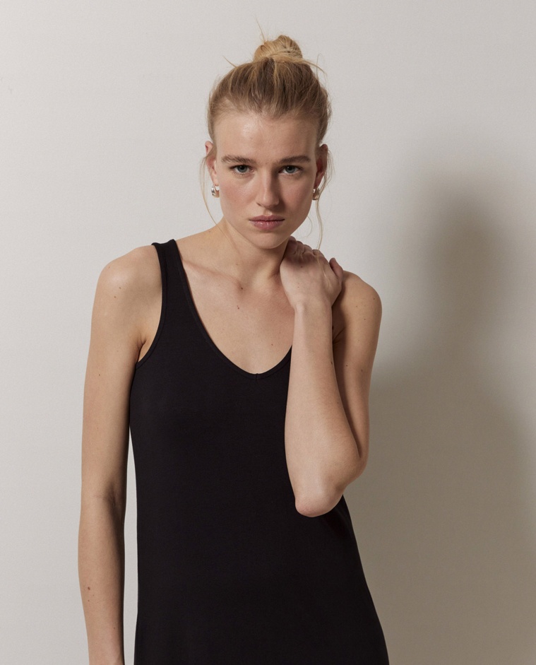 Black long knit dress