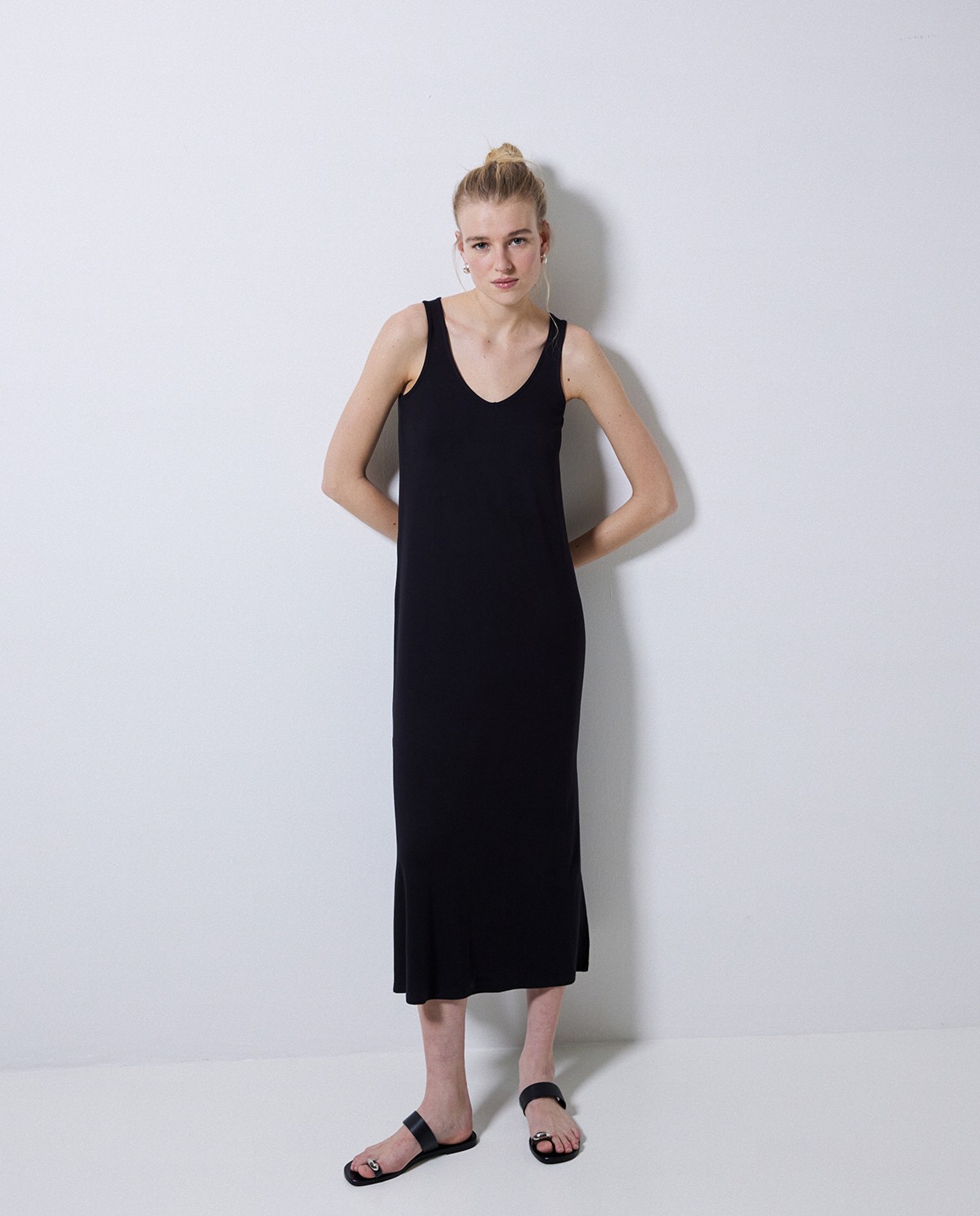 Vestido largo punto azul oscuro