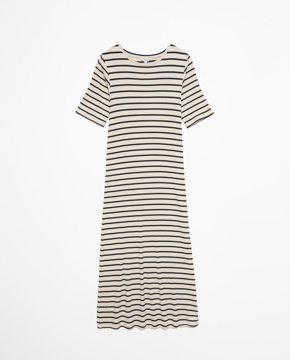 Vestido midi canalé rayas azul oscuro 5