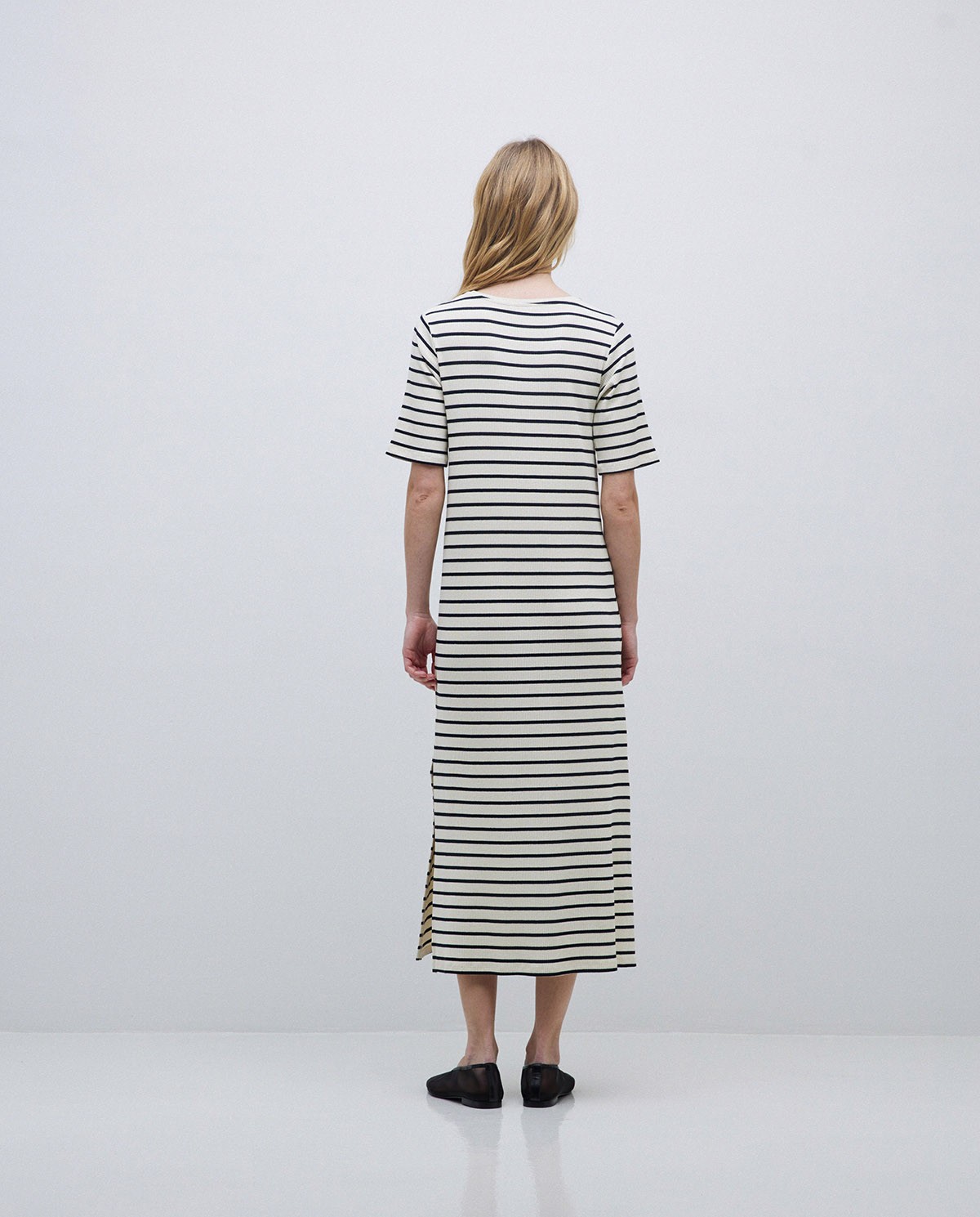 Vestido midi canalé rayas azul oscuro 3