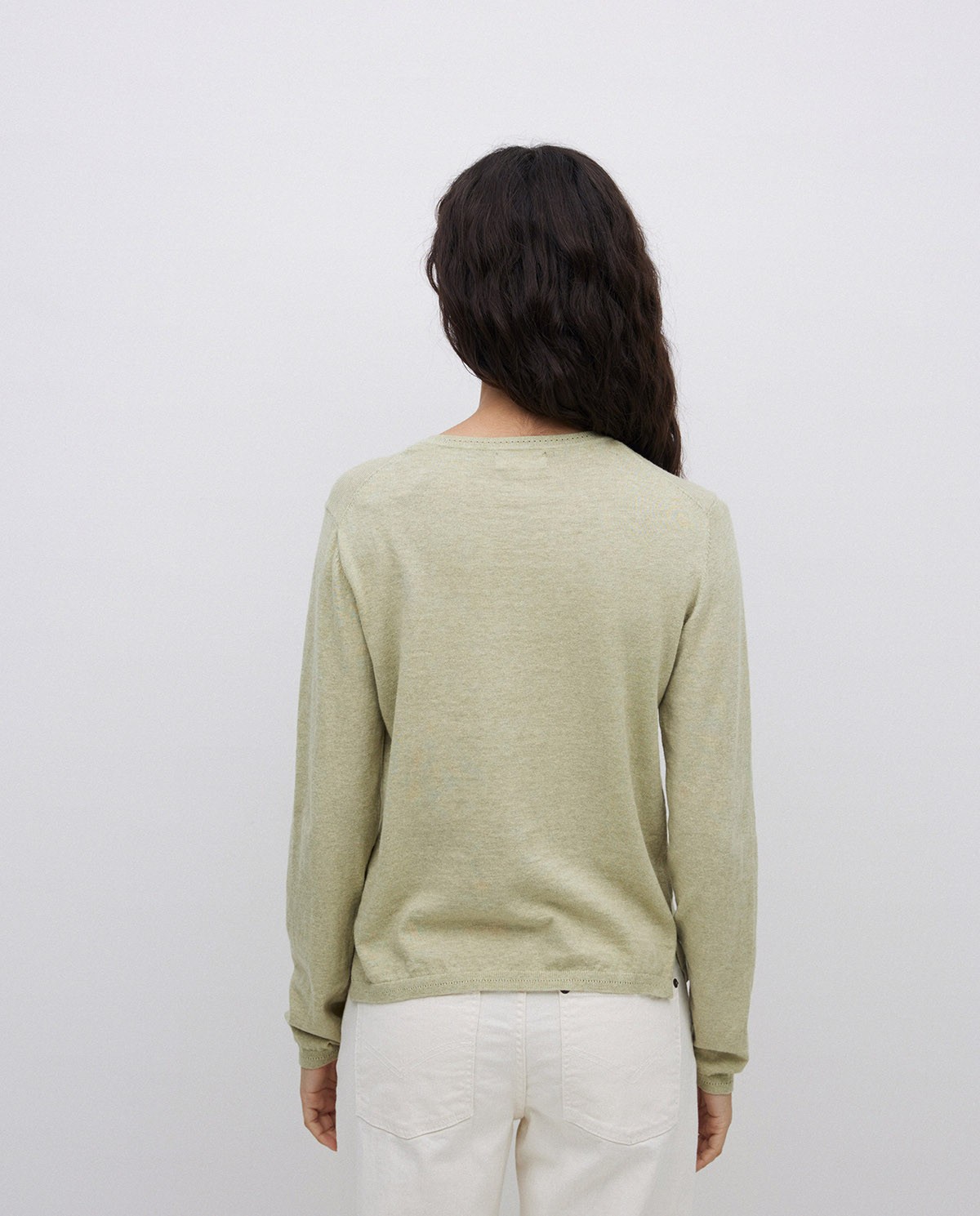 Jersey escote redondo algodón orgánico verde claro 3