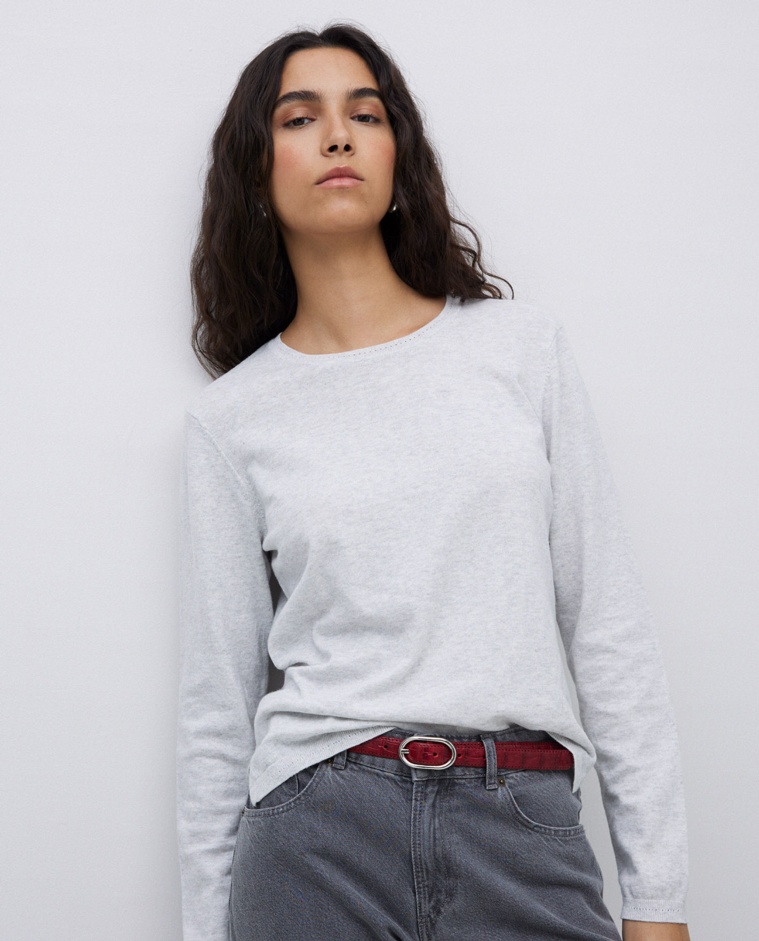 Jersey escote redondo algodón orgánico gris