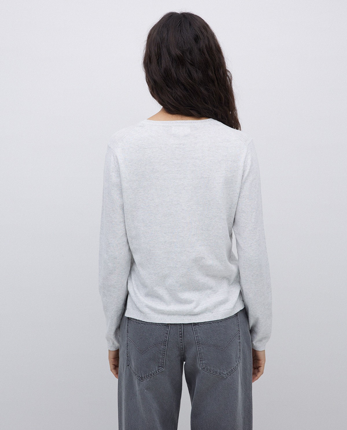 Jersey escote redondo algodón orgánico gris 3
