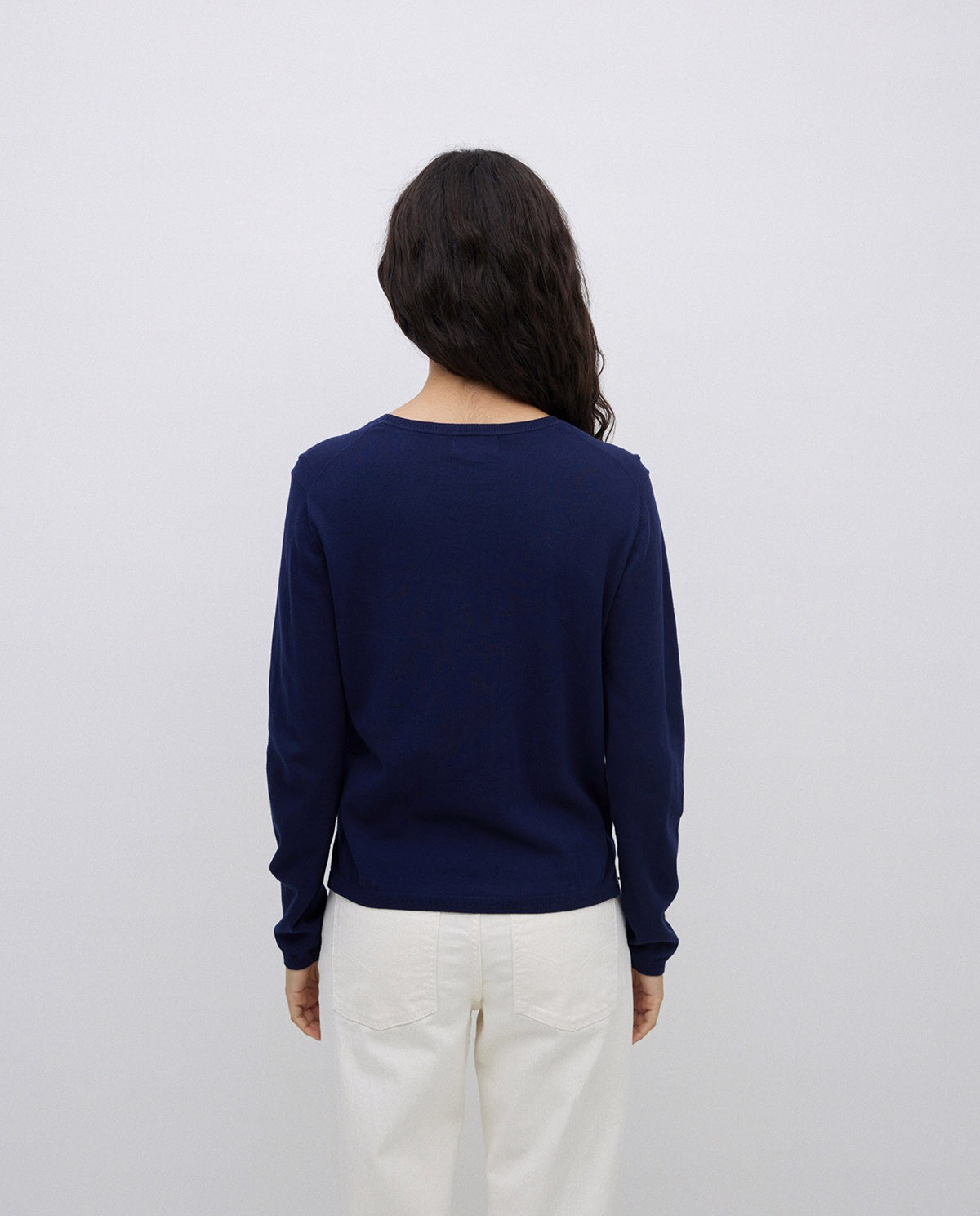Jersey escote redondo algodón orgánico azul oscuro 4