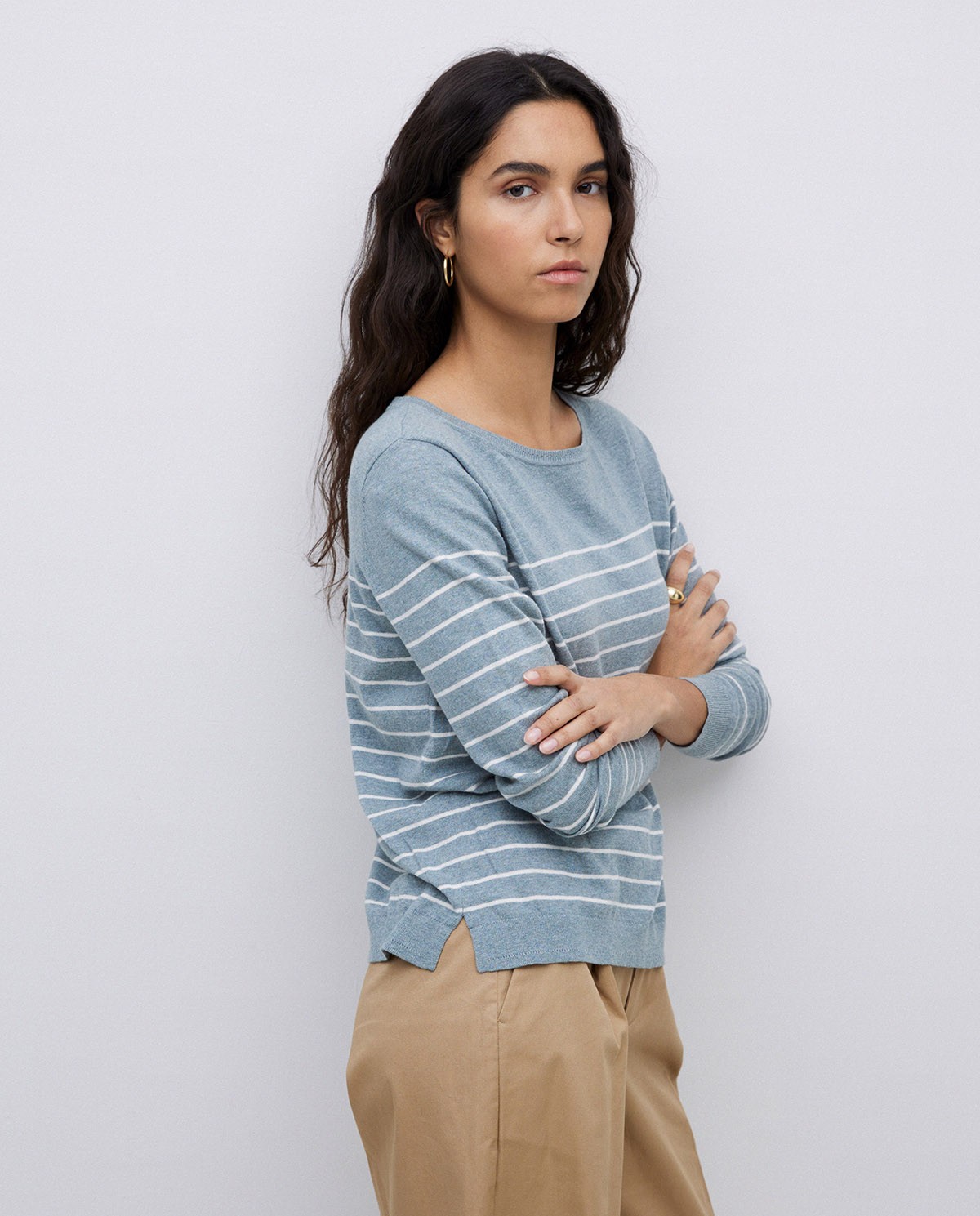 Jersey básico rayas gris verdoso 1
