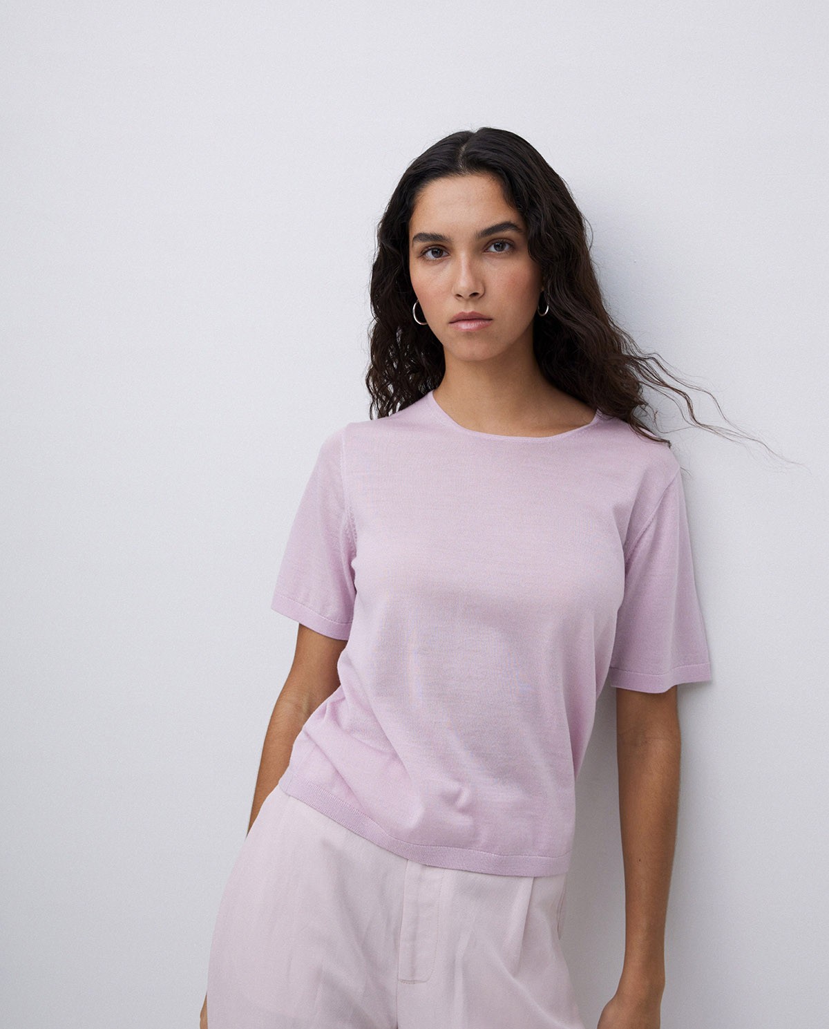 Jersey 100% lana de merino rosa pálido 3