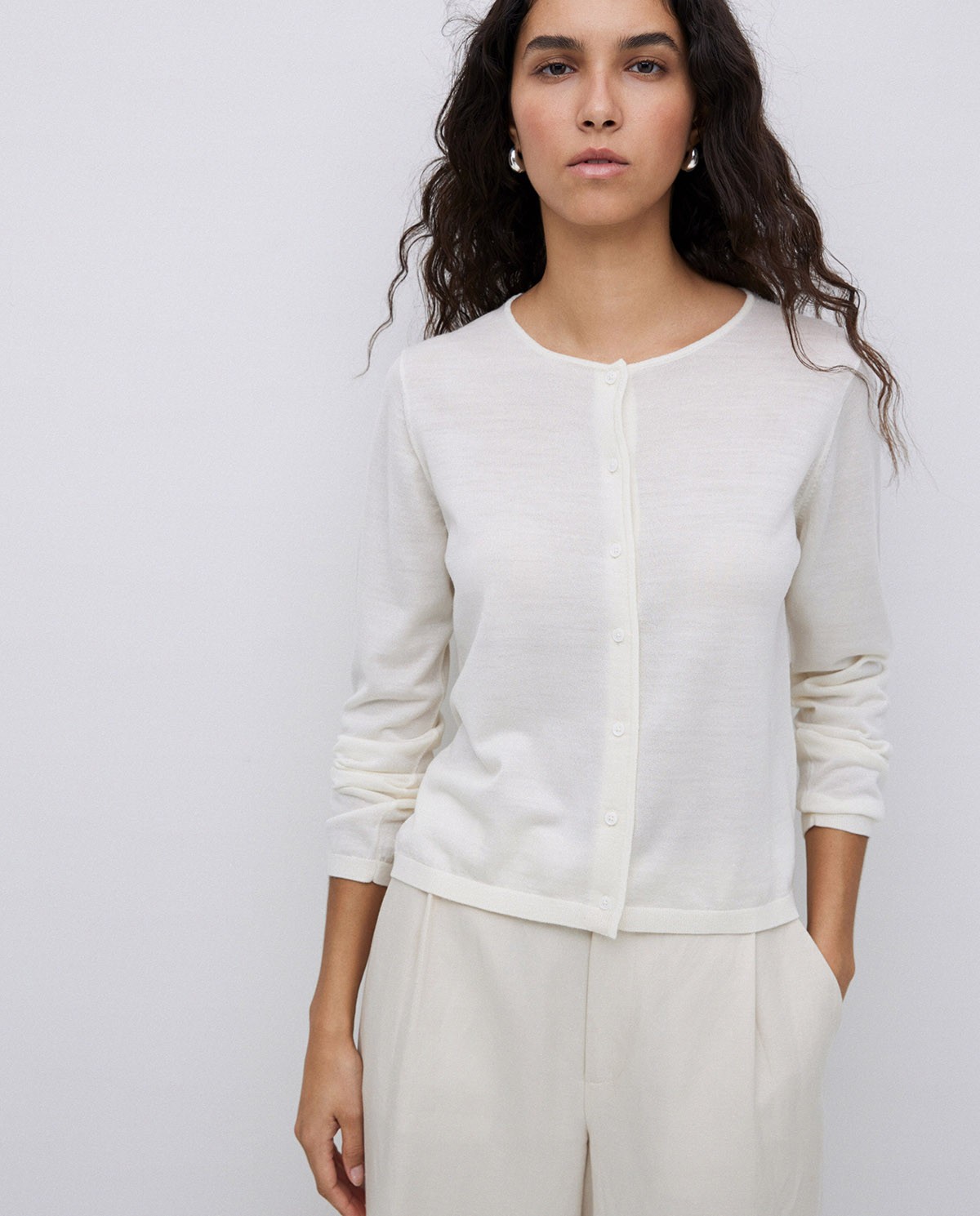 Cárdigan 100% lana de merino crudo - Cárdigan tejido <strong style=>100% lana de merino 3
