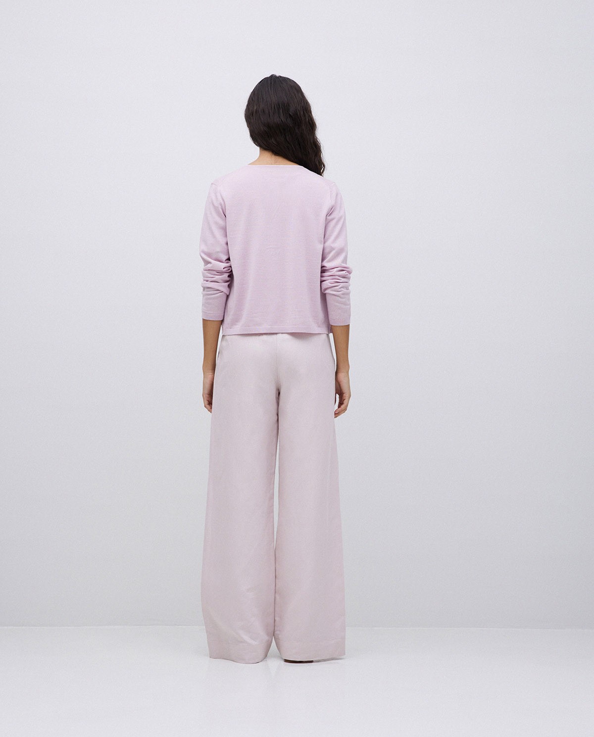 Cárdigan 100% lana de merino rosa pálido 6