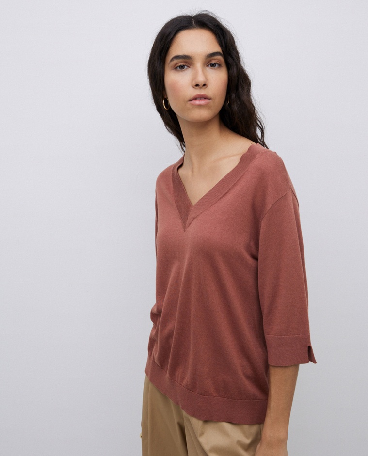 Jersey manga corta terracota
