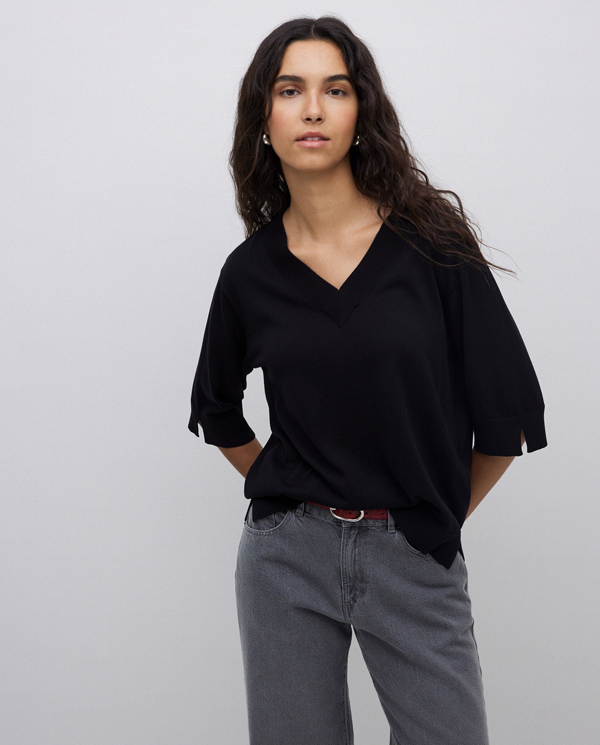 Jersey manga corta negro