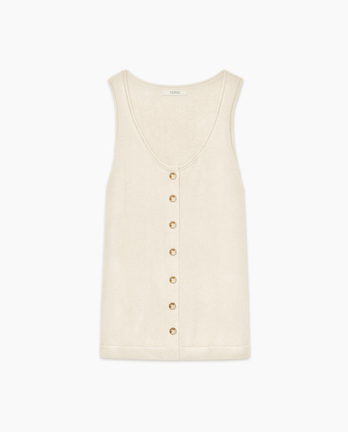Top botones escote redondo beige 8